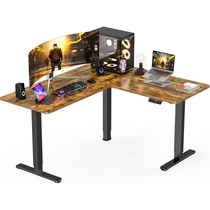 ErGear L Shaped Standing Desk, 63X55 Electric Adjustable Height Sit Stand up Desk, Ergonomic Large Computer Table, Suitable for Home Office