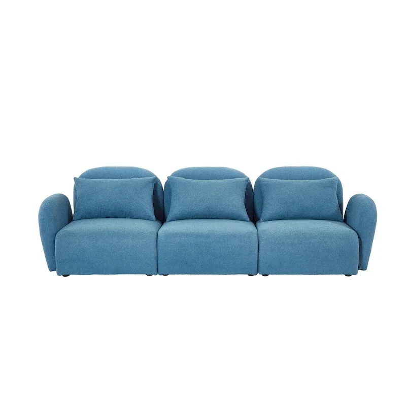 Living Room Furniture Three Seat Lazy Sofa Teddy Fabric White,High quality and durable