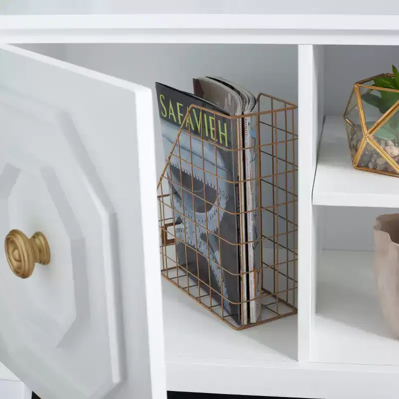 2-Door 1-Shelf Media Stand in White High-Gloss Finish