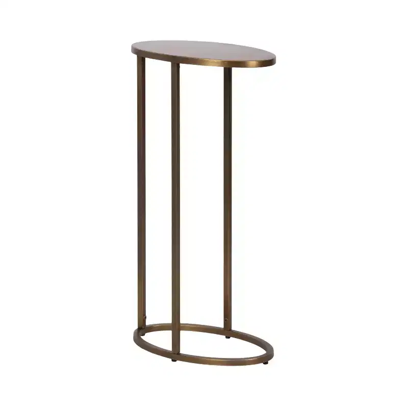 Kate and Laurel Natalli Metal Oval C-Table, Gold, 14x9x28