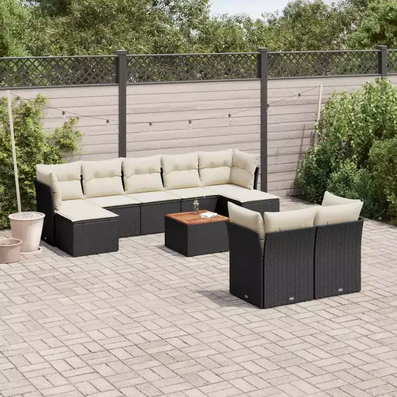 vidaXL Garden Sofa Set Black