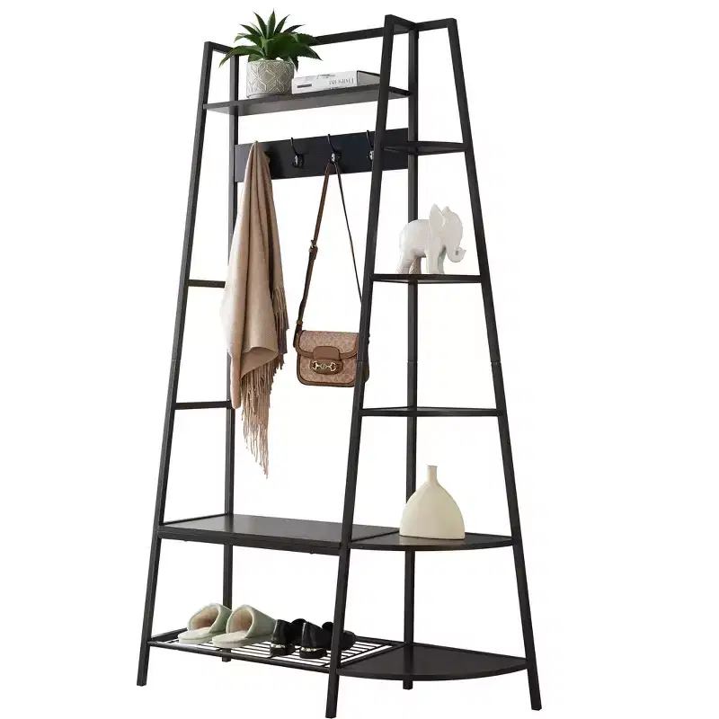 Kings Brand Furniture - Hall Tree with Storage Bench and Shelf - Entryway Bench with Shoe Storage Hooks and Coat Rack Stand with Shelf - Pewter