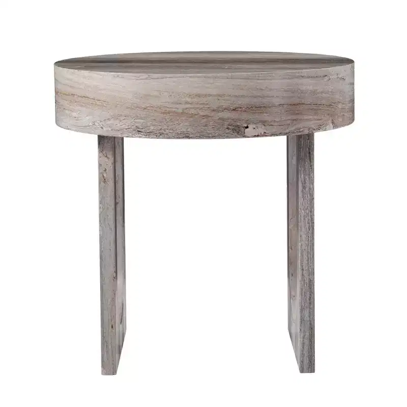 HomeRoots 20 Brown Manufactured Wood Round End Table