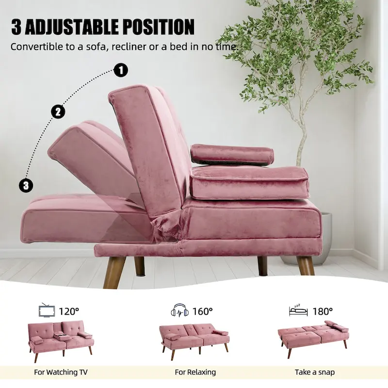 Futzca 60 Small Loveseat, 3 in 1 Cute Convertible Sofa Bed