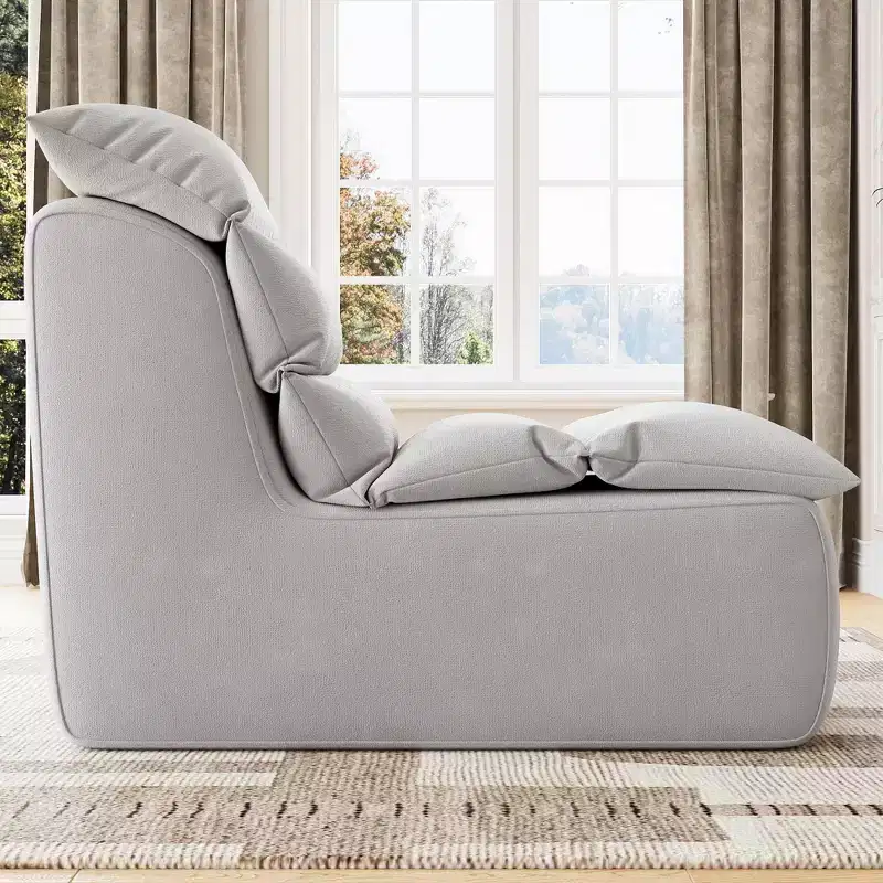 Bean Bag Chair for Adults, High-Density Foam Lazy Floor Sofa with Non-Slip Base, Comfy Fireside Chair, Leisure Reading Chair for Living Room, Bedroom