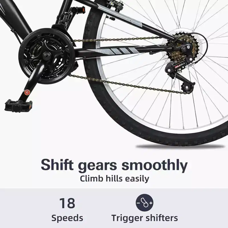 Hykolity 26 inch Mountain Bike, 18-Speed Outdoor Cycling Bike, High Carbon Steel Frame, MTB Bicycle for Men and Women, Dual Full Suspension, Black