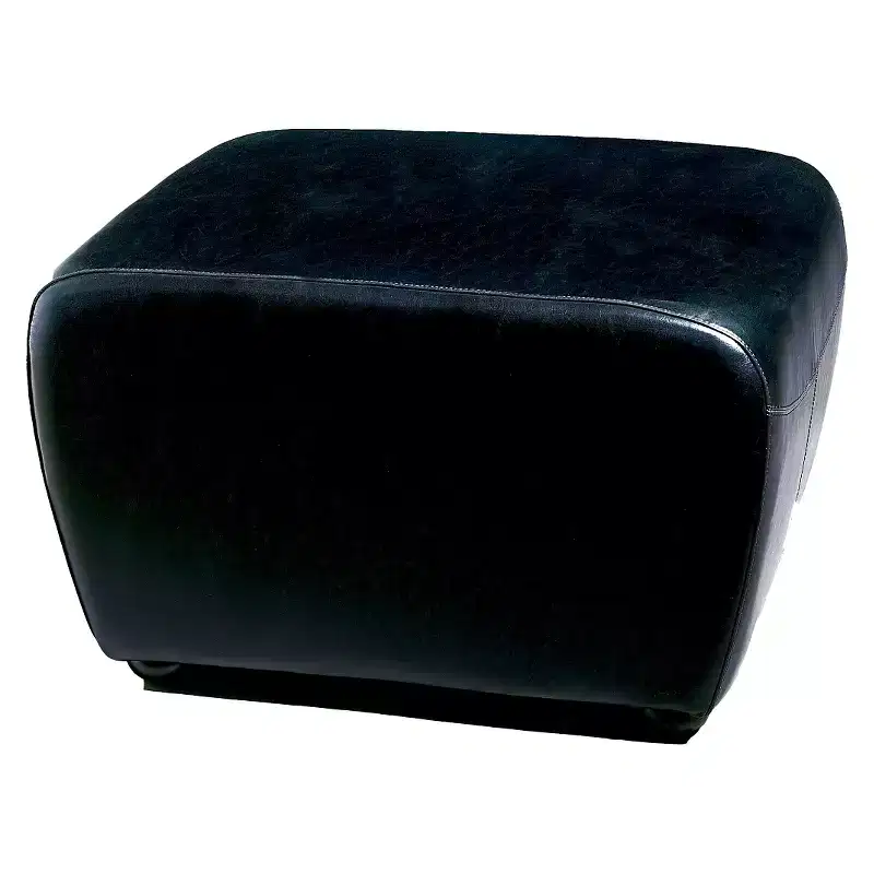 Full Leather Ottoman with Rounded Sides