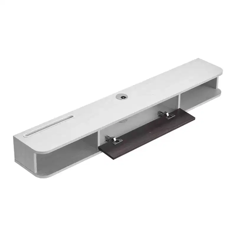 55-Inch Floating TV Stand, Wall Mount Entertainment Center with Cable Hole & Storage Cabinet, White