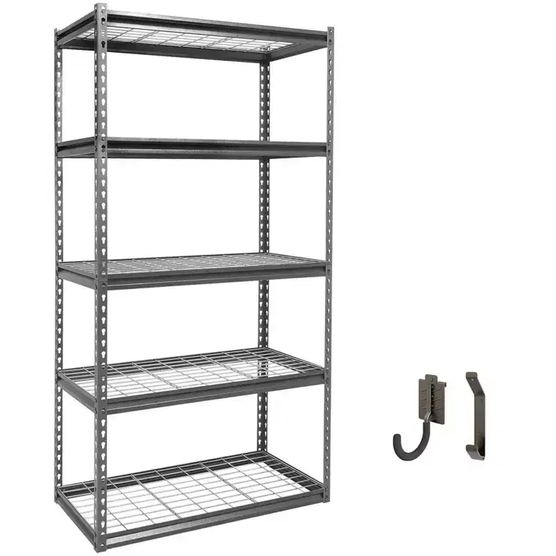 Atlas Shelving 5-Tier 36"x18"x72" Steel Boltless Shelving Load 4000lbs with Wire Deck Hammertone