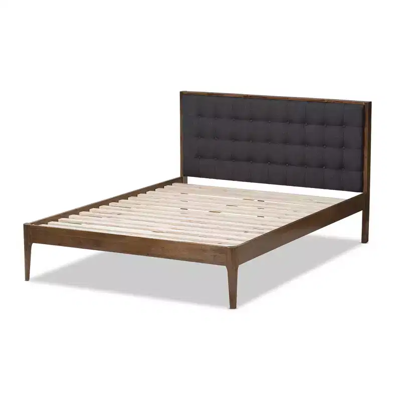 Jupiter Mid Tufted Platform Bed Gray - Baxton Studio