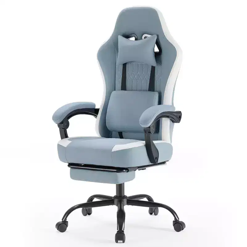 TUYOHW Microfiber Swivel Criss Cross Chair on Wheels,Office Chair with Removable Headrest and Waist Pillow,Gaming Chair for Office
