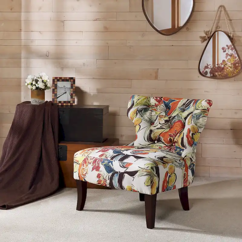Madison Park Bree Hourglass Tufted Armless Chair