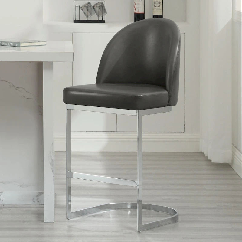 26 Faux Leather Upholstered Counter Height Bar Stools with Metal Legs - 38.8H x 17.9W x 20.9D