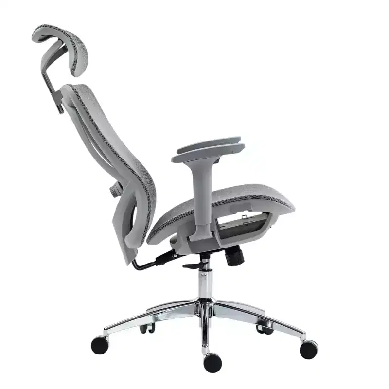 HomeRoots Gray and Silver Adjustable Height Swivel Rolling Office Chair