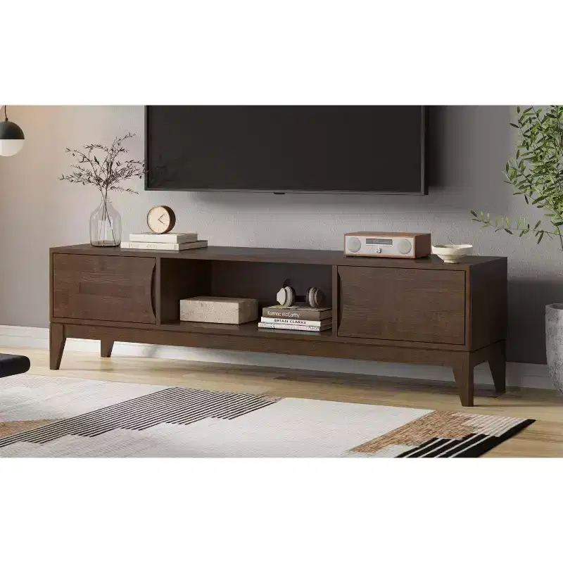 Pearson 72 inch Wide Solid Wood Mid Century Modern Low TV Stand For TVs up to 80 inches