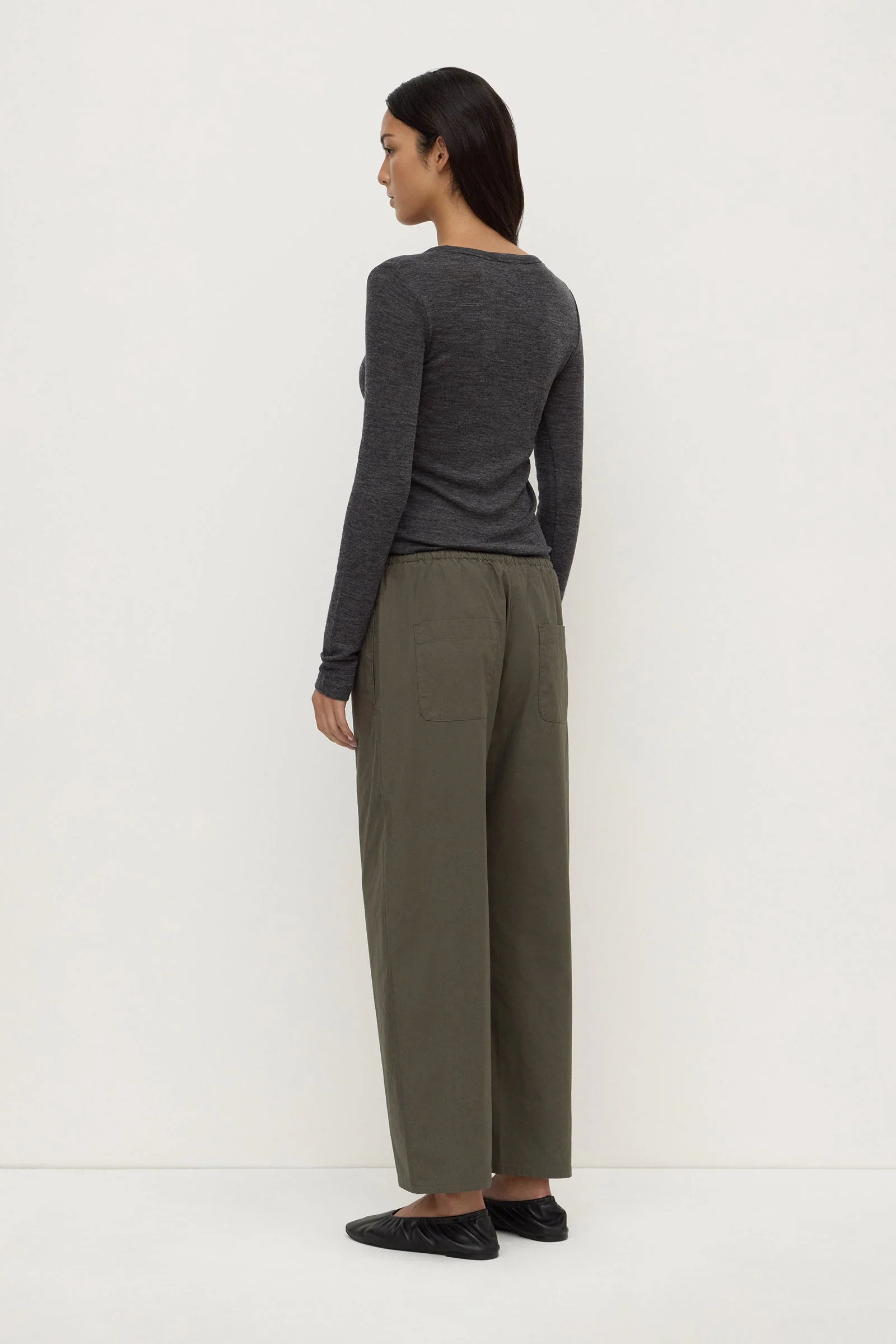 Dark Military Cotton Barrel Leg Pant