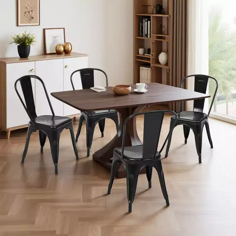 JIONJOY Modern Metal Stackable Dining Chairs, 18 Set of 4, 250lbs Capacity, for Kitchen/Dining Room