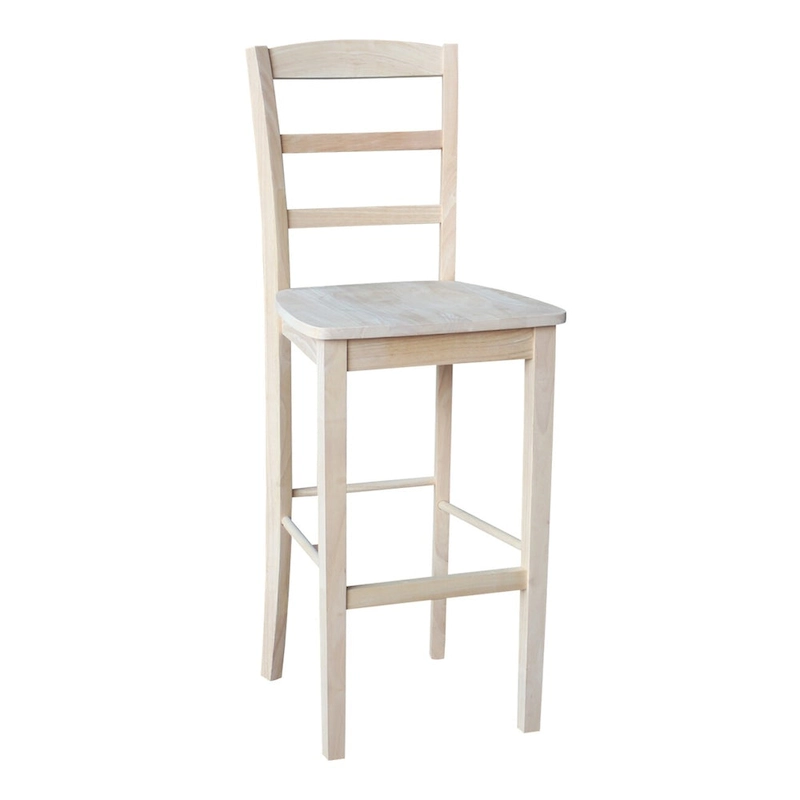 30 Round Top Pedestal Bar Height Table with 2 Madrid Stools - Unfinished - 3 Piece Set