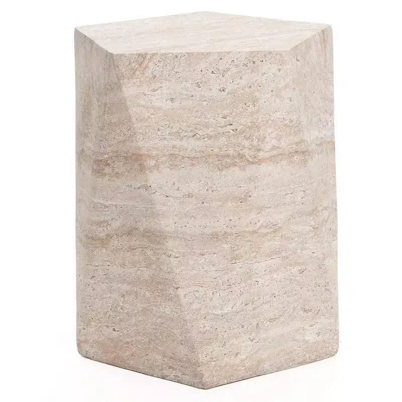 Modern Geometric End Table, Fiberstone Indoor/Outdoor Side Table