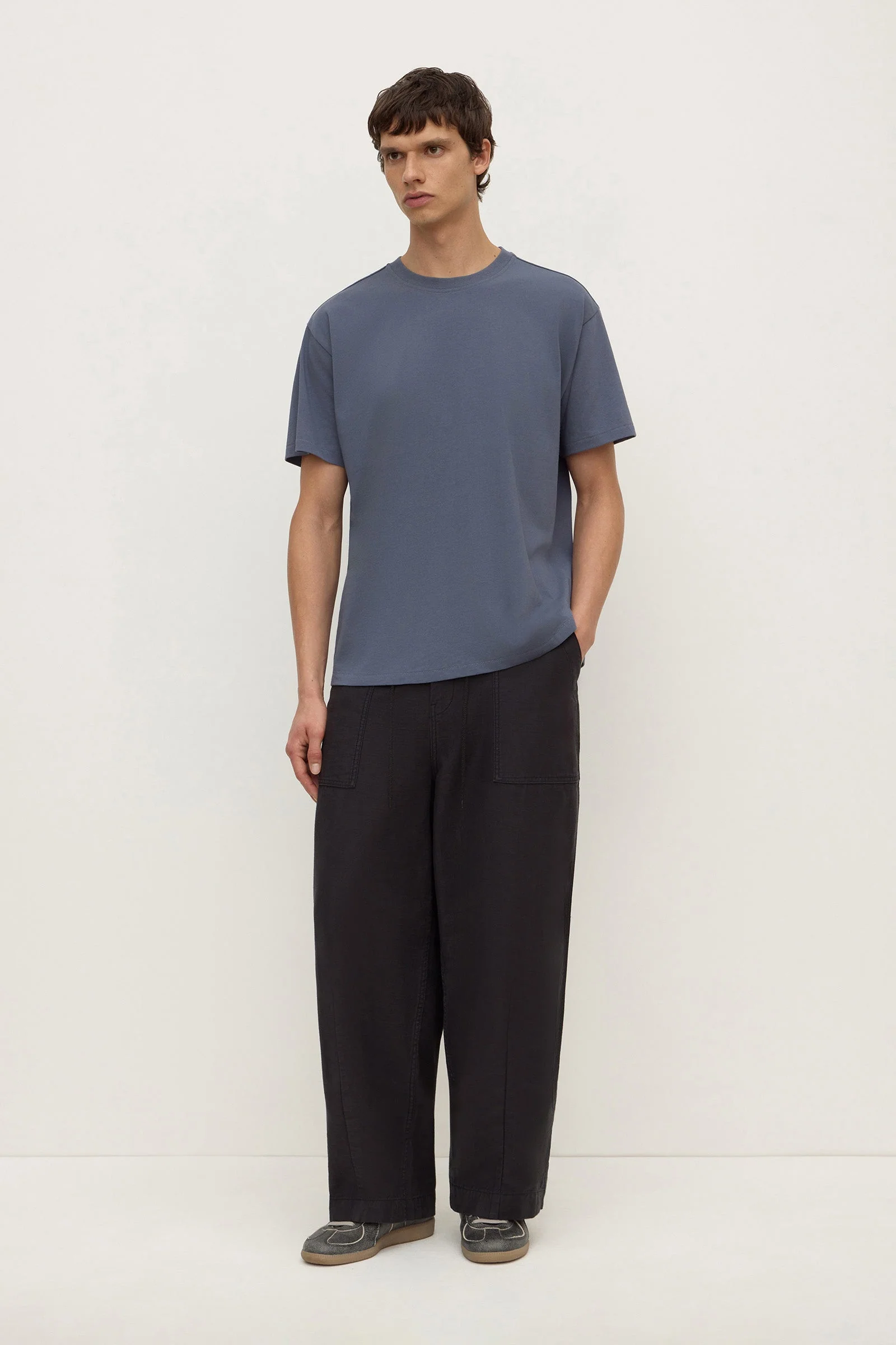 Blue Slate Cropped Cotton Tee
