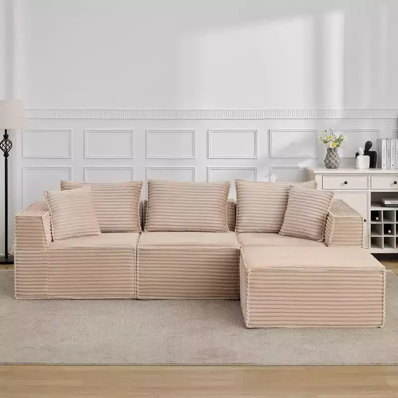 141 Modular Cloud Sectional Sofa with Ottoman - No Assembly Compression Packaged, Ultra Soft Memory Foam, Convertible Couch for Living Room