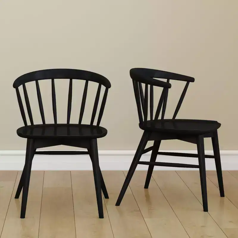 Plank+Beam Set of 2 Dining Chairs, Solid Wood Kitchen Chair