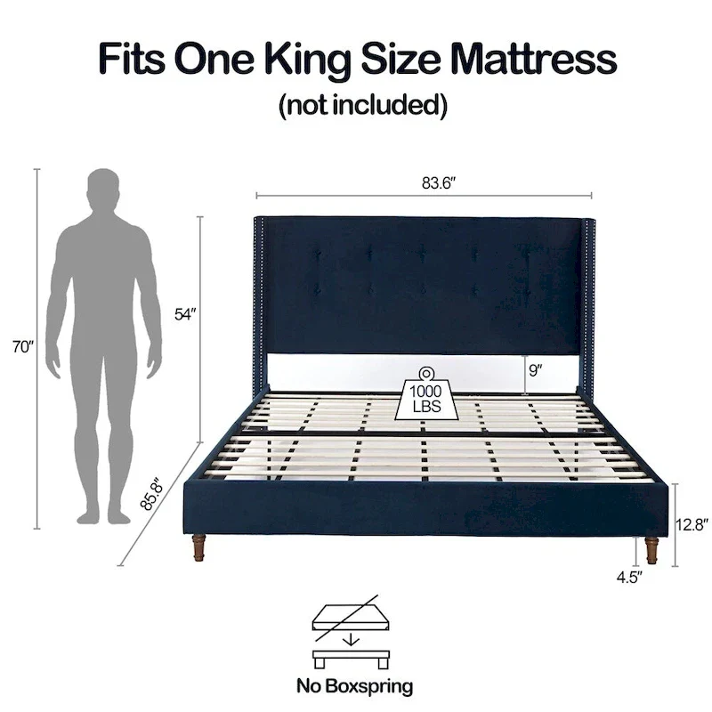 Upholstered King Bed with 54