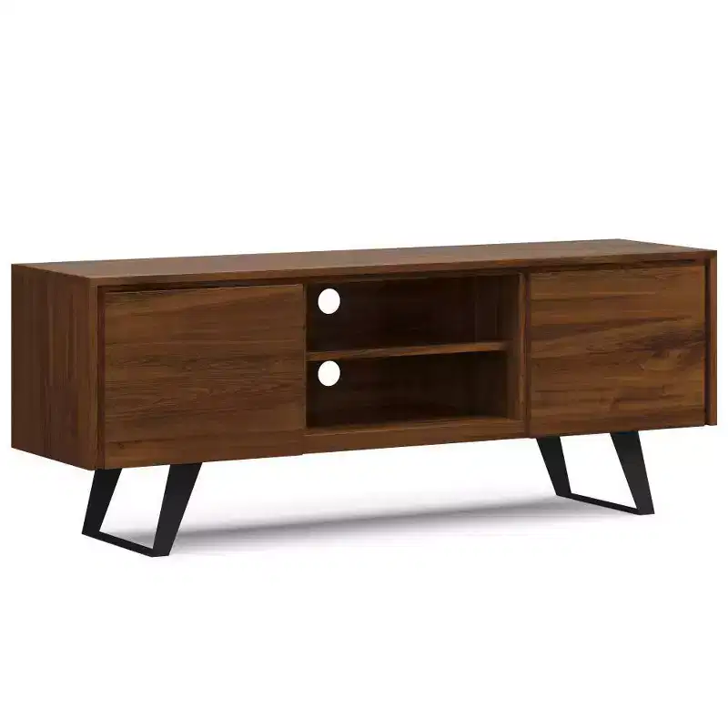 Mitchell TV Stand: Sturdy Metal Legs, Media Storage, Cord Management