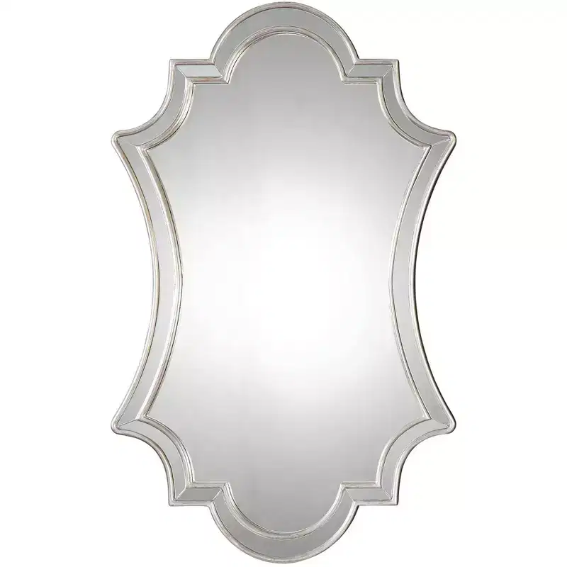 Uttermost Arched Top Quatrefoil Vanity Accent Wall Mirror Vintage Antiqued Silver Mirrored Frame 27 Wide for Bathroom Bedroom