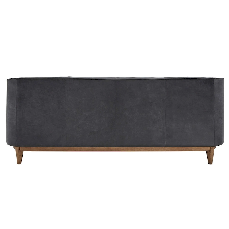 Tullio Black Leather Button Tufted Loveseat by iNSPIRE Q Modern - Sofa