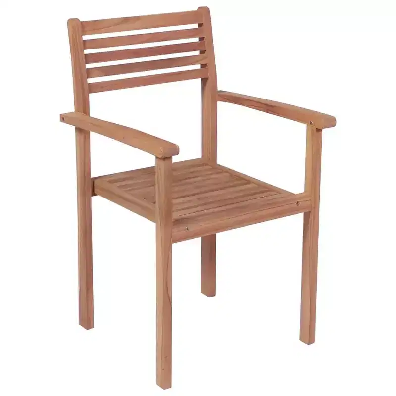 vidaXL Patio Chair Set of 2 Teak Solid Teak Wood Standard Stackable