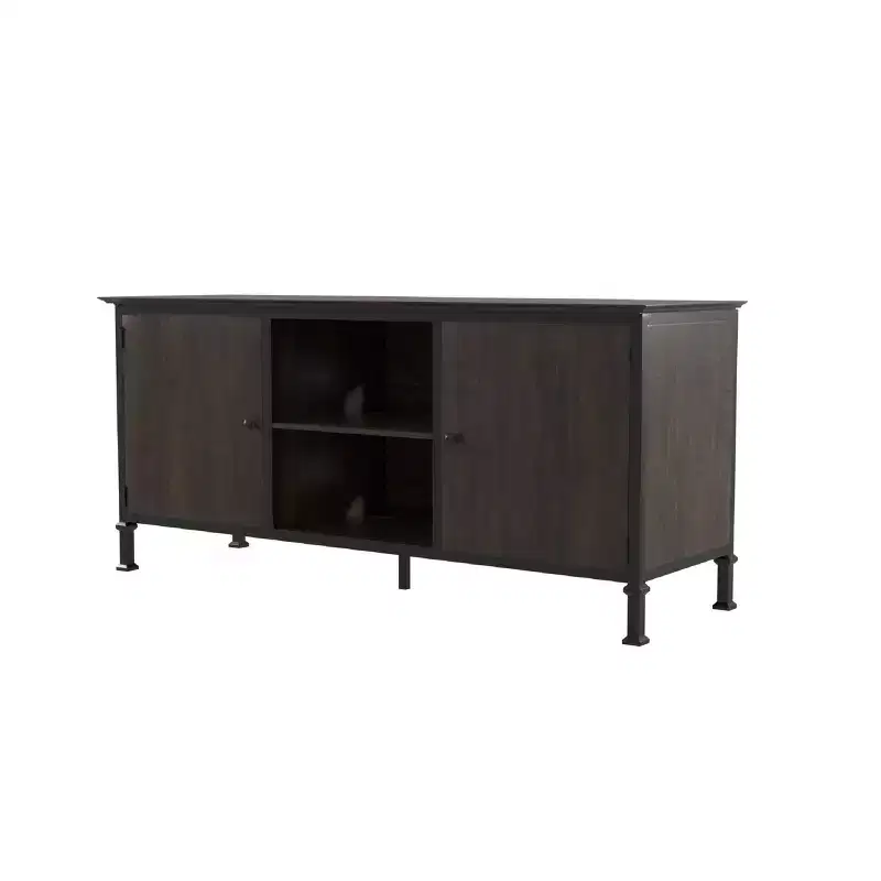 24/7 Shop At Home Kelson Multi Storage TV Stand for TVs up to 65": Metal Legs, Cable Management, Fixed Shelves
