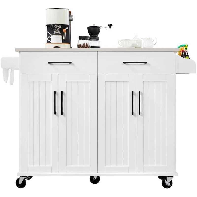 Large Kitchen Island Cart with Stainless steel tabletop