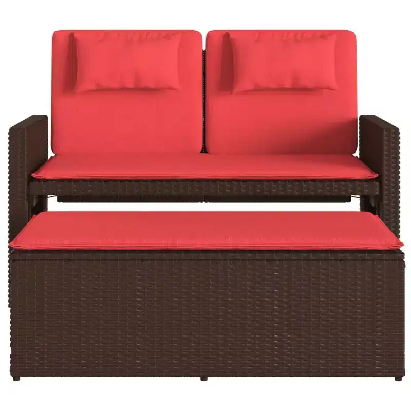 vidaXL Reclining Patio Bench with Cushions Seating Poly Rattan