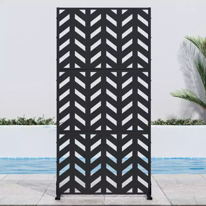 Compact Fishbone Black Galvanized Steel Panel | 183H x 90W x 40D cm