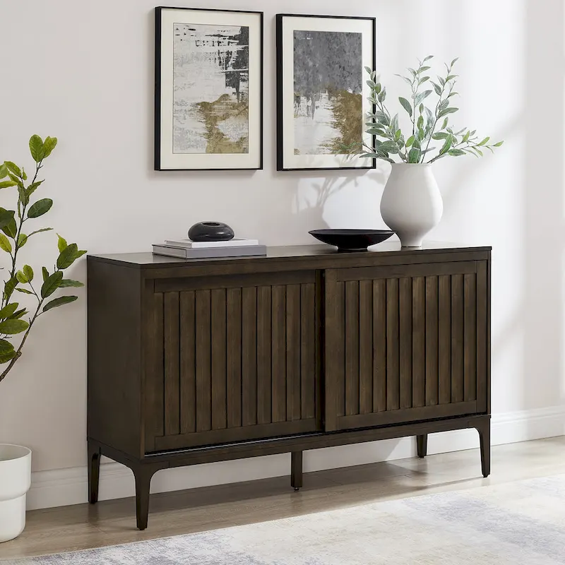Mid-Century Modern Sideboard with Sliding Doors and Storage