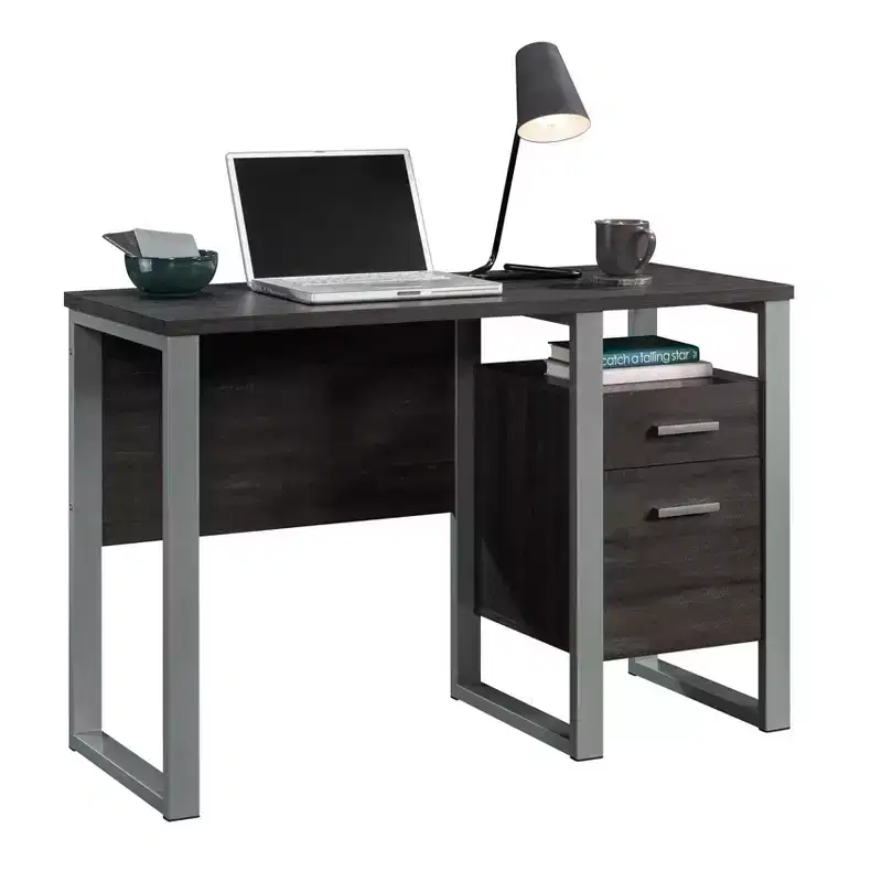 TUYOHW 45 Office Desk,Computer Desk with 2 Storage Drawer and 1 Open Shelf,Metal Frame,Modern Writing Desk for Home Office,Study,Bedroom,Black