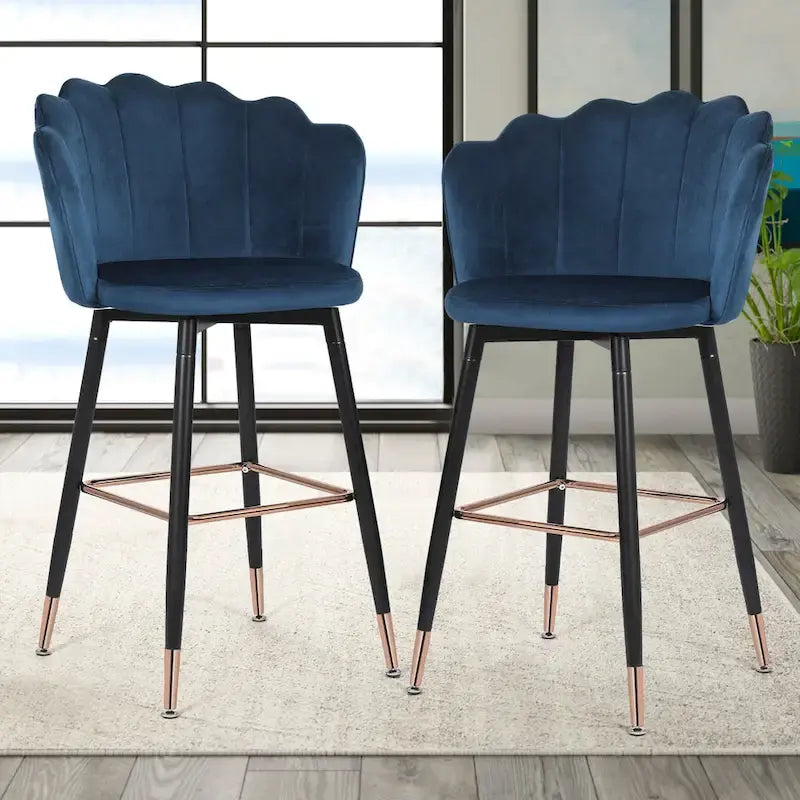 42 Height Set of 2 Velvet Bar Stools