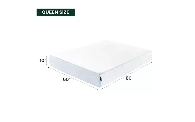 Zinus 10 Inch Green Tea Cooling Memory Foam Mattress, Queen, Fiberglass Free, Medium Firmness, Cooling Gel Foam, Certified Safe Foams & Fabric.