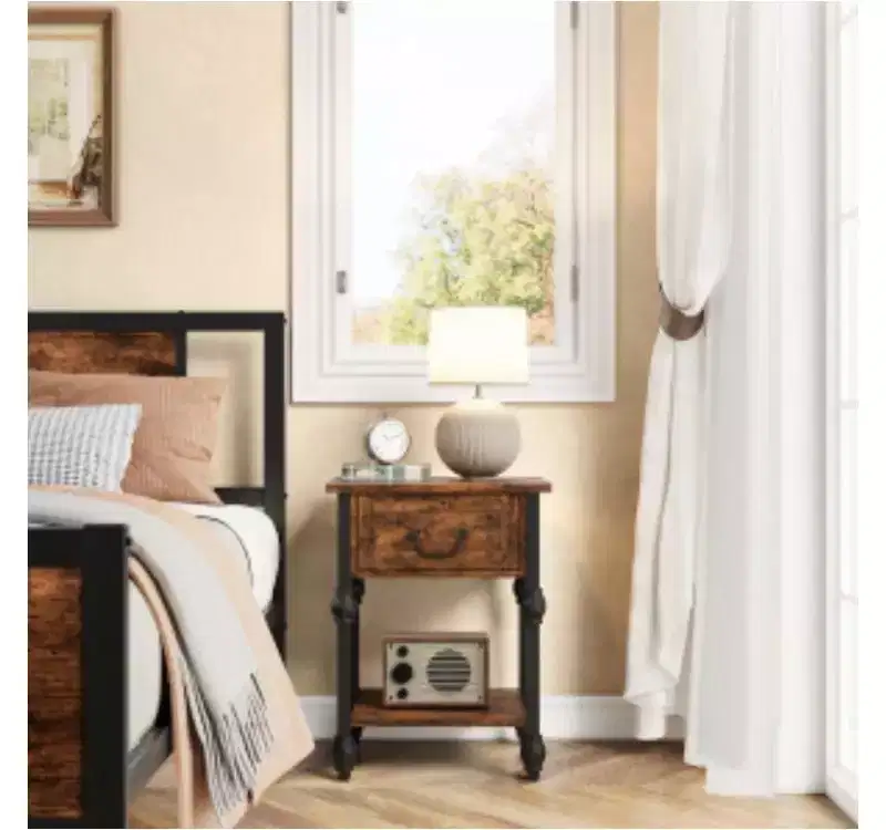 Roman Column Side Table with 1 Drawer & Gourd Joints (PB)
