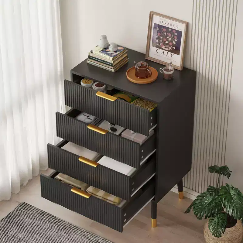 4 Drawer Dresser for Bedroom, Modern Closet Dressers Chest of Drawers, Storage Chest Cabinet Organizer Unit, Small Fluted Nightstand
