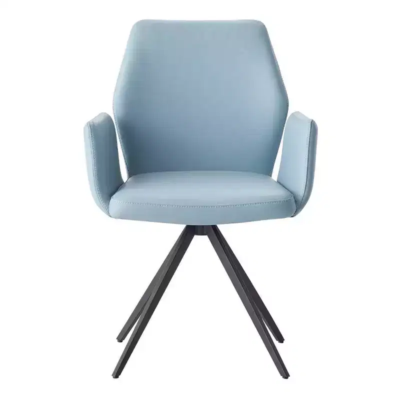 24 Segismunda Accent Chair Light Blue Leather/Black Finish - Acme Furniture