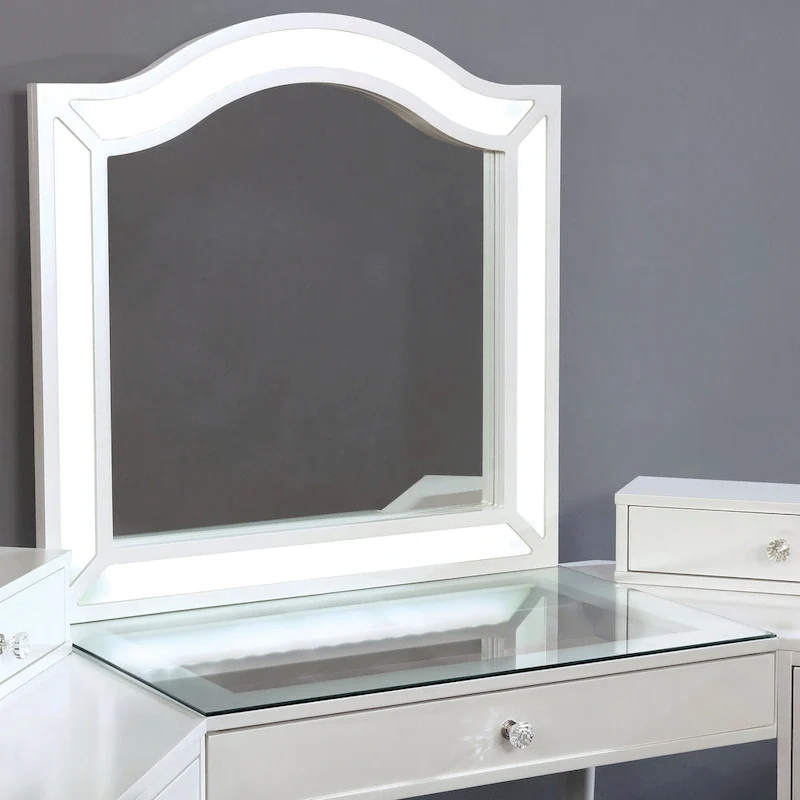 Furniture of America Ulru Transitional Solid Wood 3-Piece Makeup Vanity Set with LED