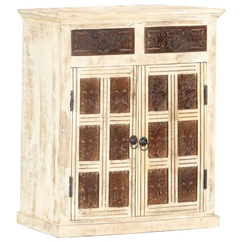 vidaXL Sideboard White 25.6x11.8x29.5 Solid Mango Wood