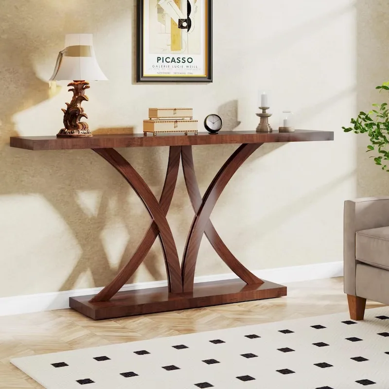 63 Farmhouse Console Table, Sofa Table Wood Entryway Table Accent Table