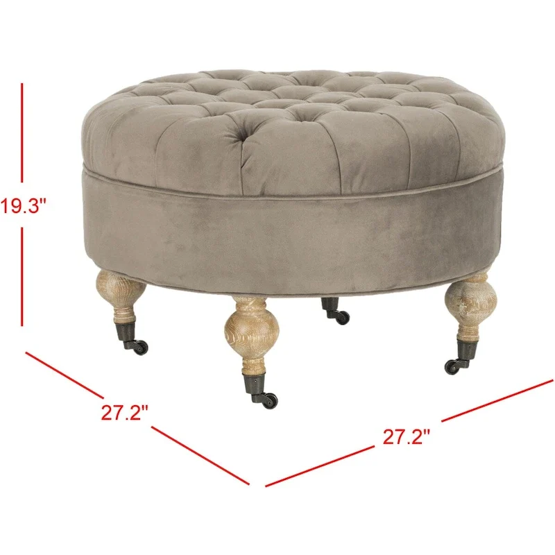 Tufted Round Ottoman, 1-Person — Mushroom / Marine / Taupe / Granite