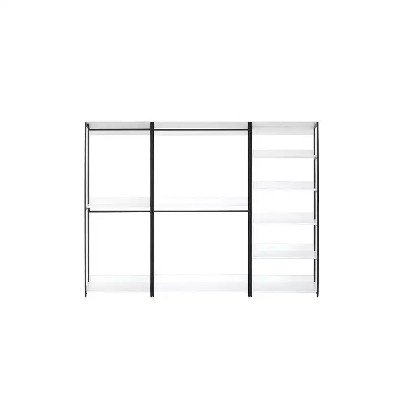HomeStock 77.7 in.H x 111 in.W White Wood Composite Closet System for Universal Storage with Storage Bins