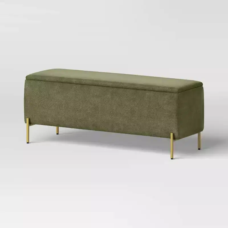 Ivy Upholstered Storage Bench Sage Green - Threshold