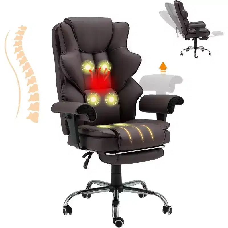 EROMMY 6-Point Massage Office Chair,Brown
