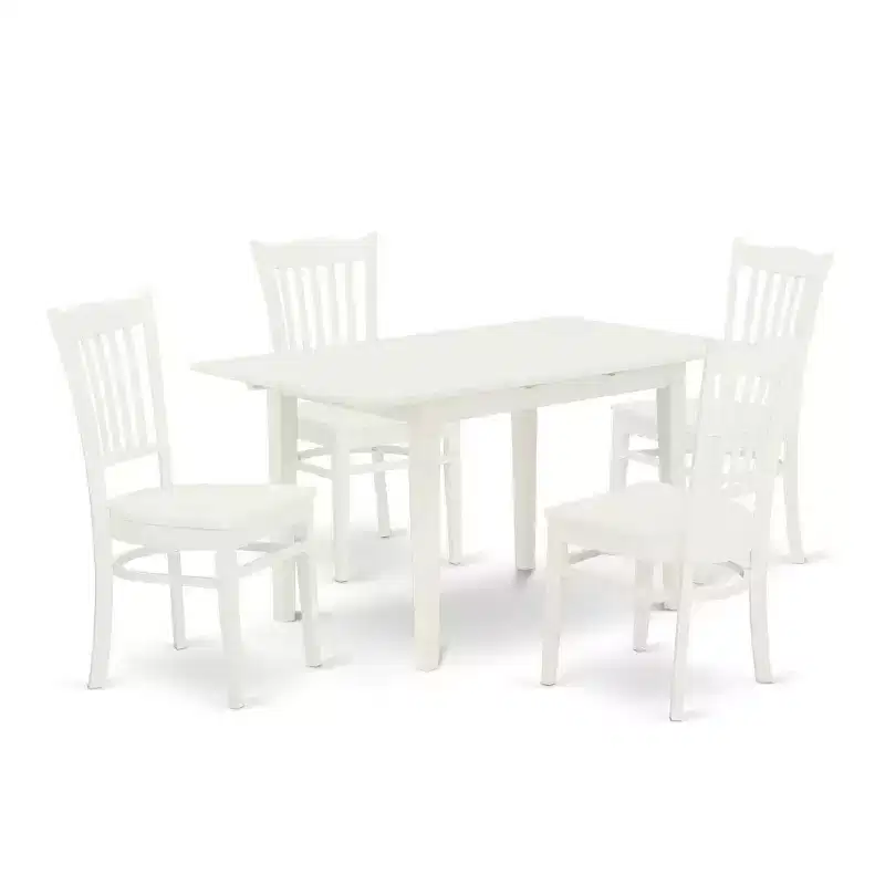 5-Piece Buttermilk and Cherry Solid Wood Top - Rectangular Dining Room Set - Seats 4